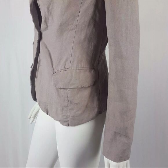 LOFT Womens Size 2 Gray Long Sleeve Lined 100% Linen Career Blazer - Picture 4 of 8